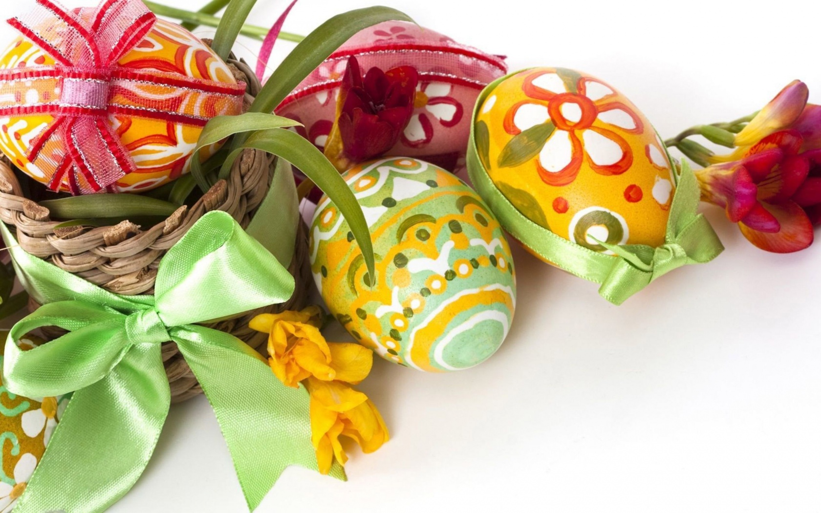 Easter Eggs And Flowers