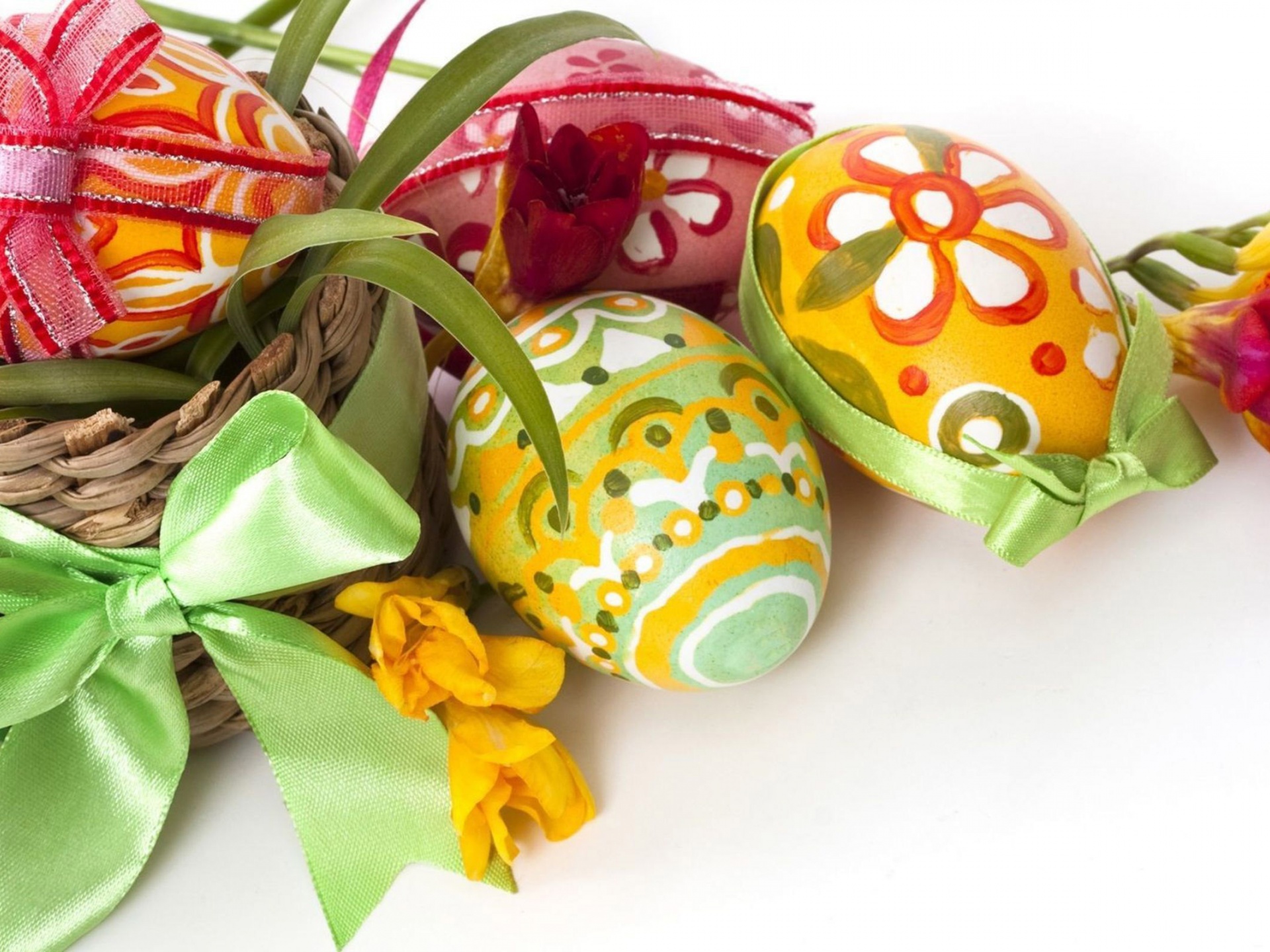 Easter Eggs And Flowers