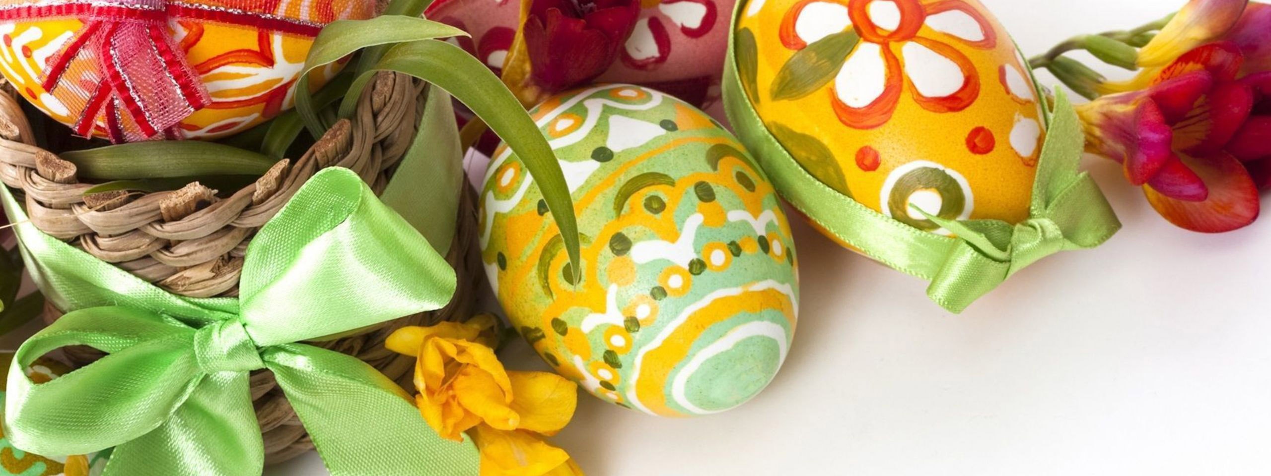 Easter Eggs And Flowers