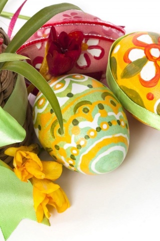 Easter Eggs And Flowers