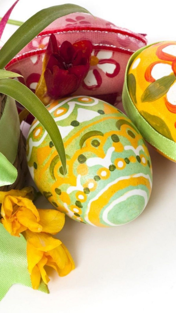 Easter Eggs And Flowers