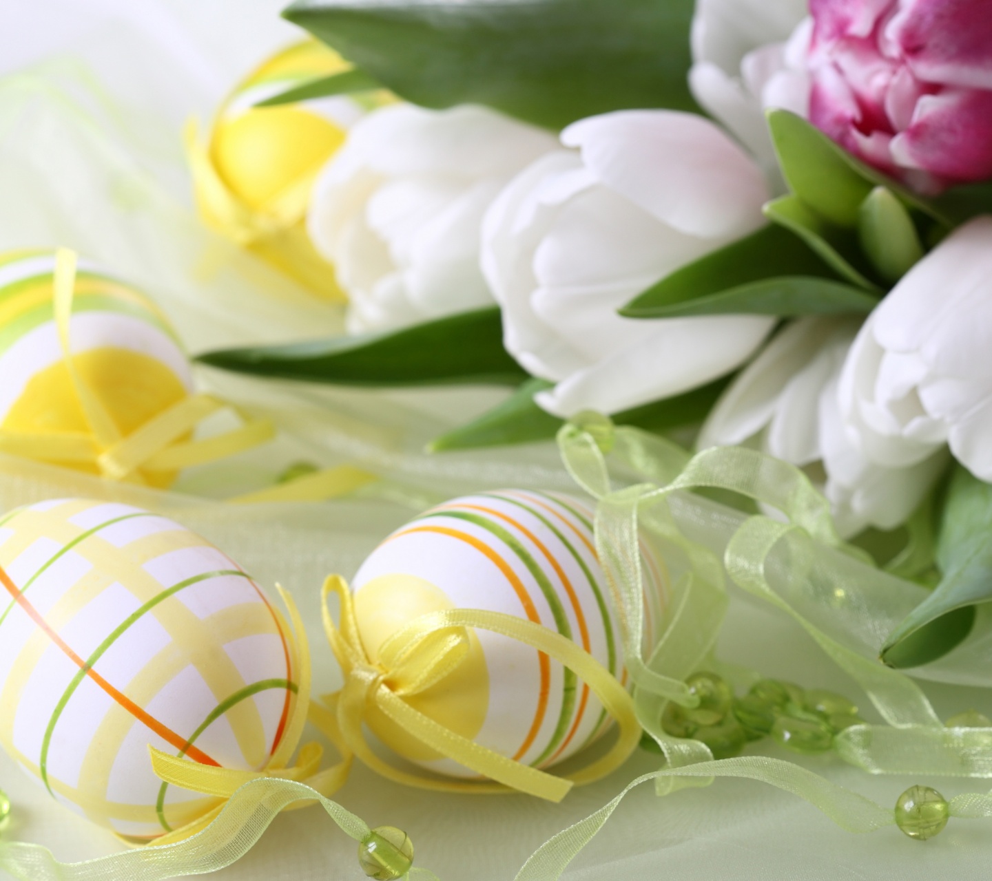 Easter Eggs And Flowers