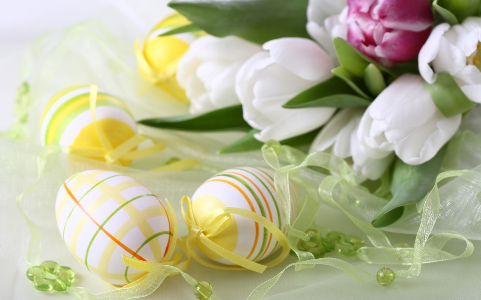 Easter Eggs And Flowers