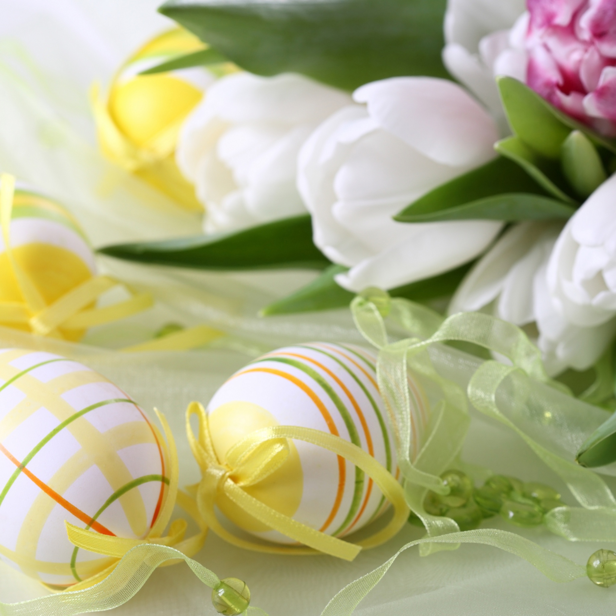 Easter Eggs And Flowers