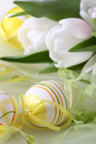 Easter Eggs And Flowers