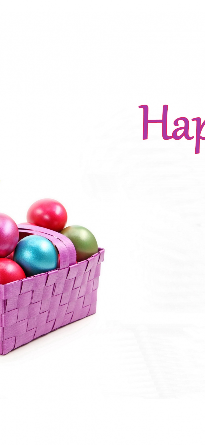 Easter Eggs And Tulips In Basket