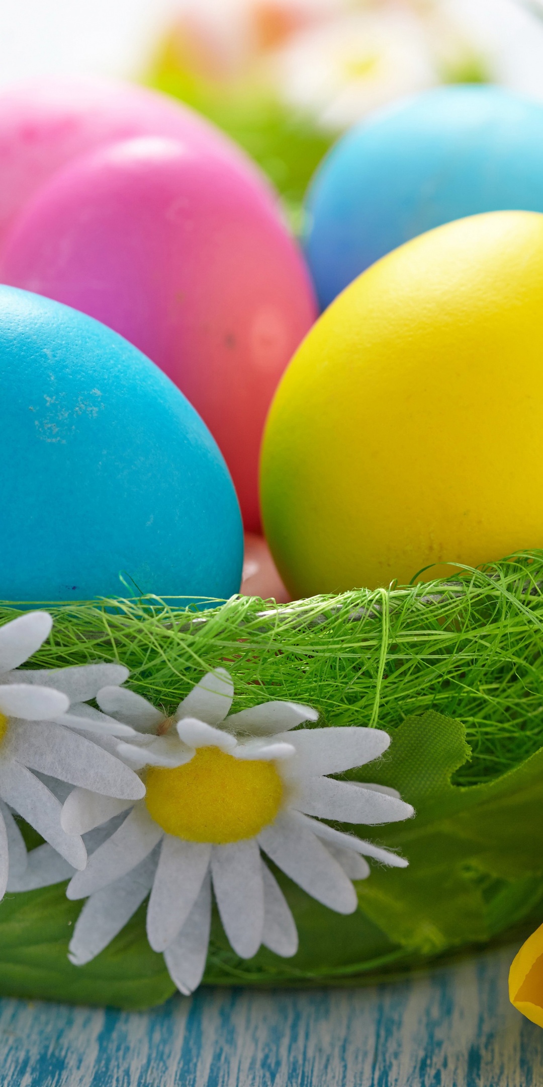 Easter Eggs In A Green Basket