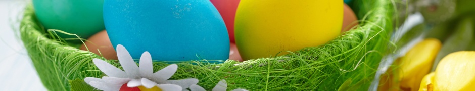 Easter Eggs In A Green Basket