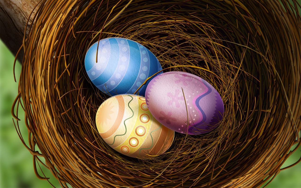 Easter Eggs In A Nest