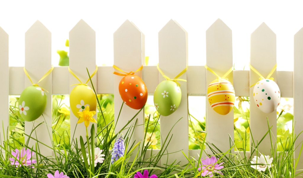 Easter Eggs On Fence