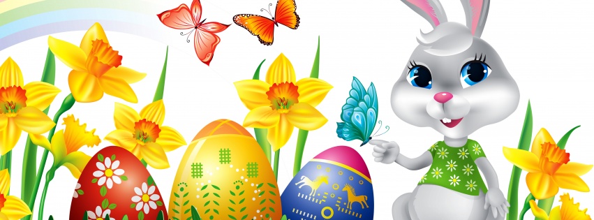 Easter Eggs Rabbit Flowers Butterfly