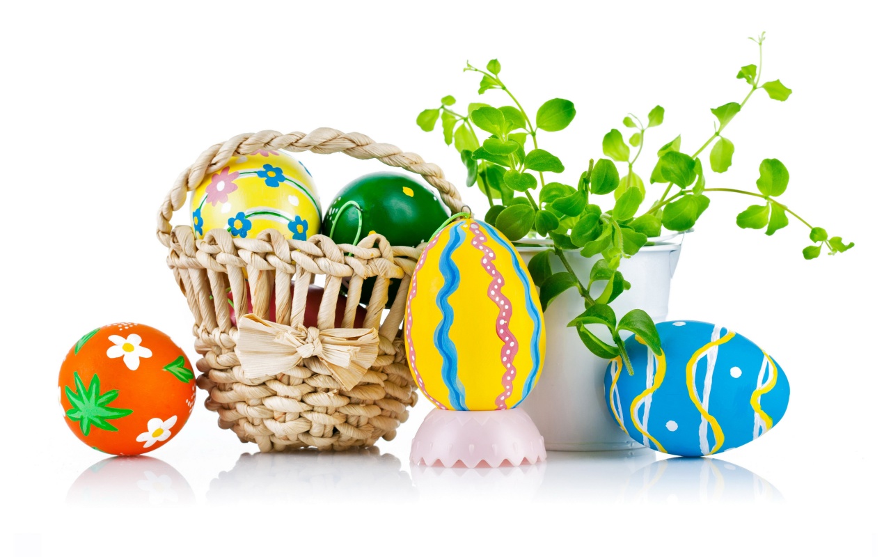 Easter Wicker Basket Eggs Plant