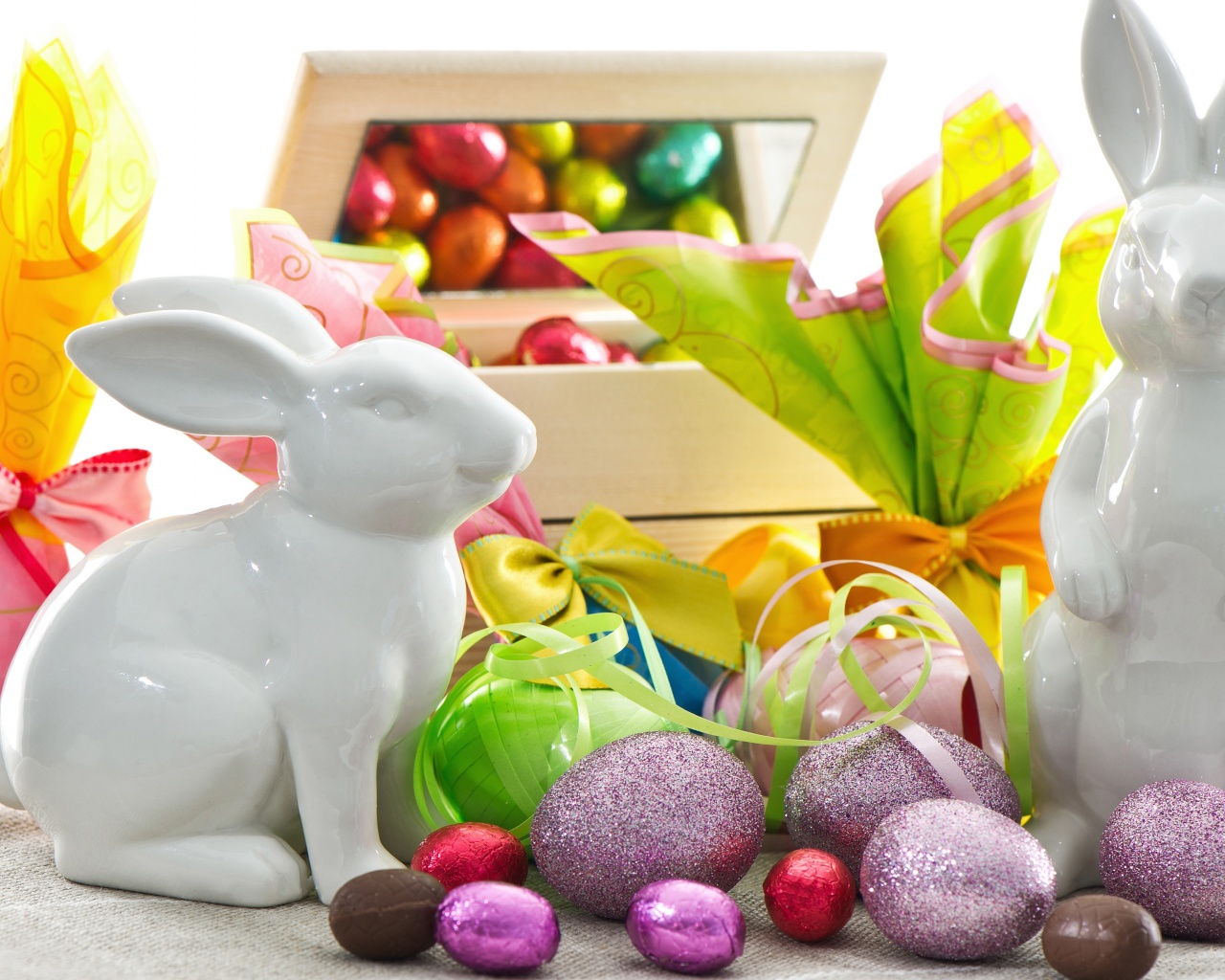 Easter With Bunny Decor And Eggs