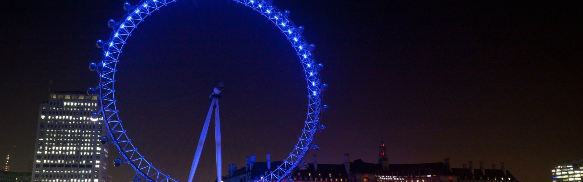 Evening City Lights Lights Illumination Ferris Wheel Buildings Houses Quay River Reflection