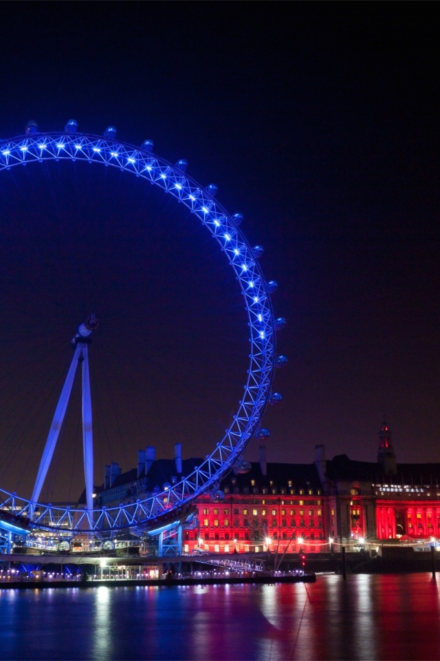 Evening City Lights Lights Illumination Ferris Wheel Buildings Houses Quay River Reflection