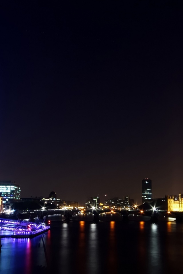 Eye Night Lights Ferris Wheel London England Great Britain Building River Thames Uk City Landscape