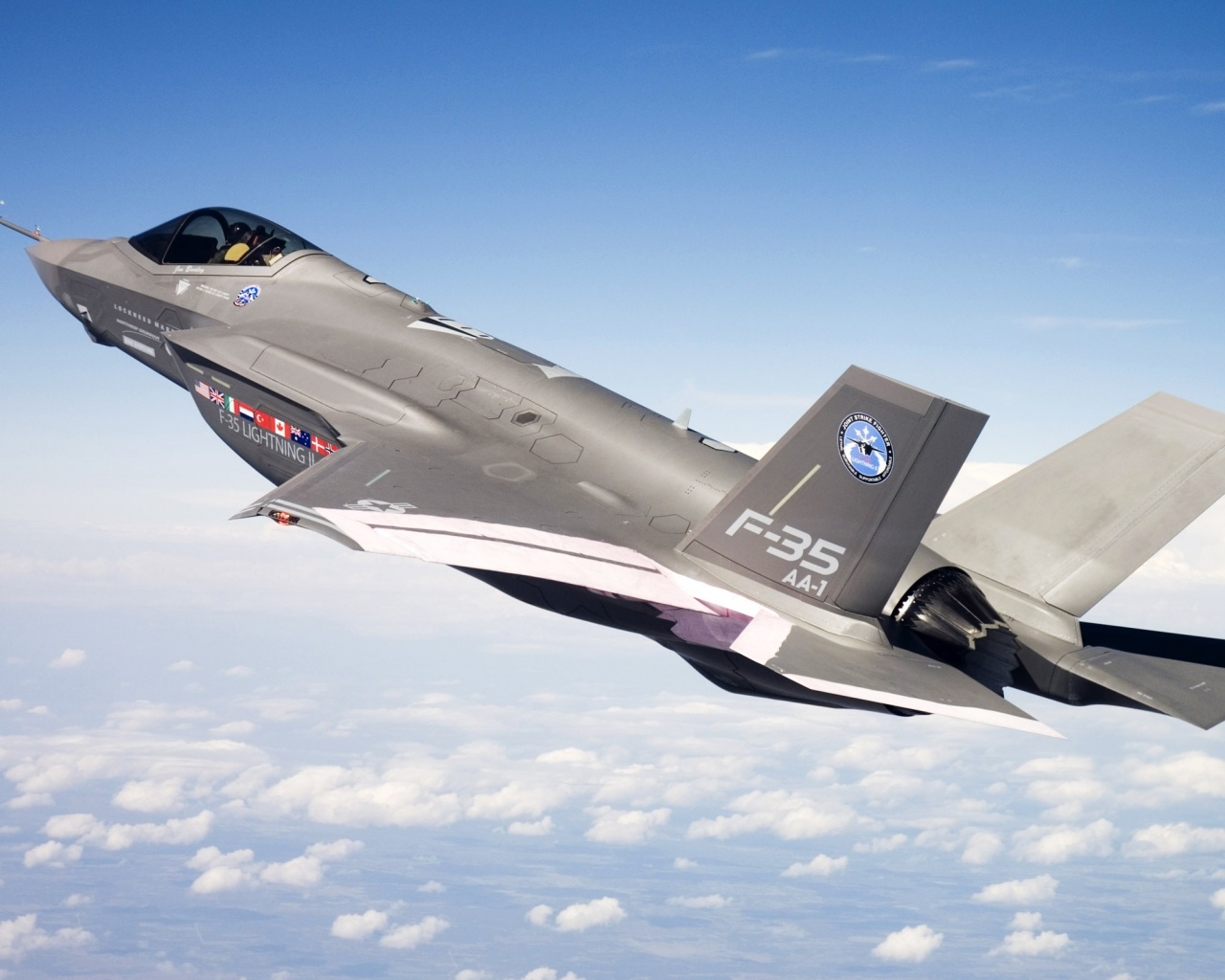 F 35 Fighter In Blue Sky