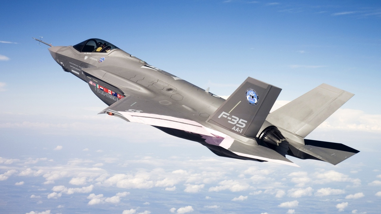 F 35 Fighter In Blue Sky