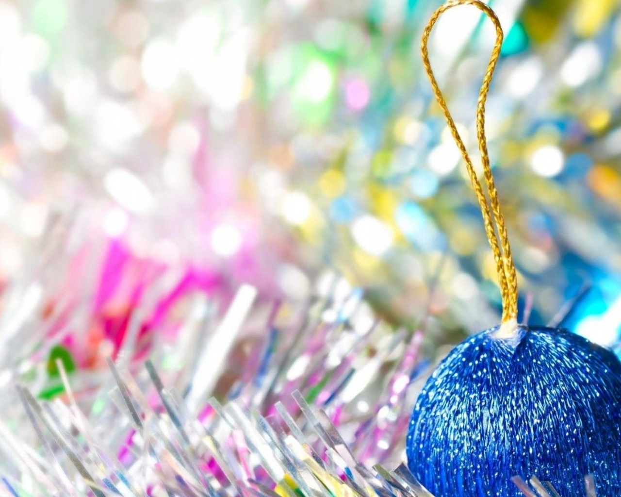 Festive New Year Decorations Tinsel Close Up