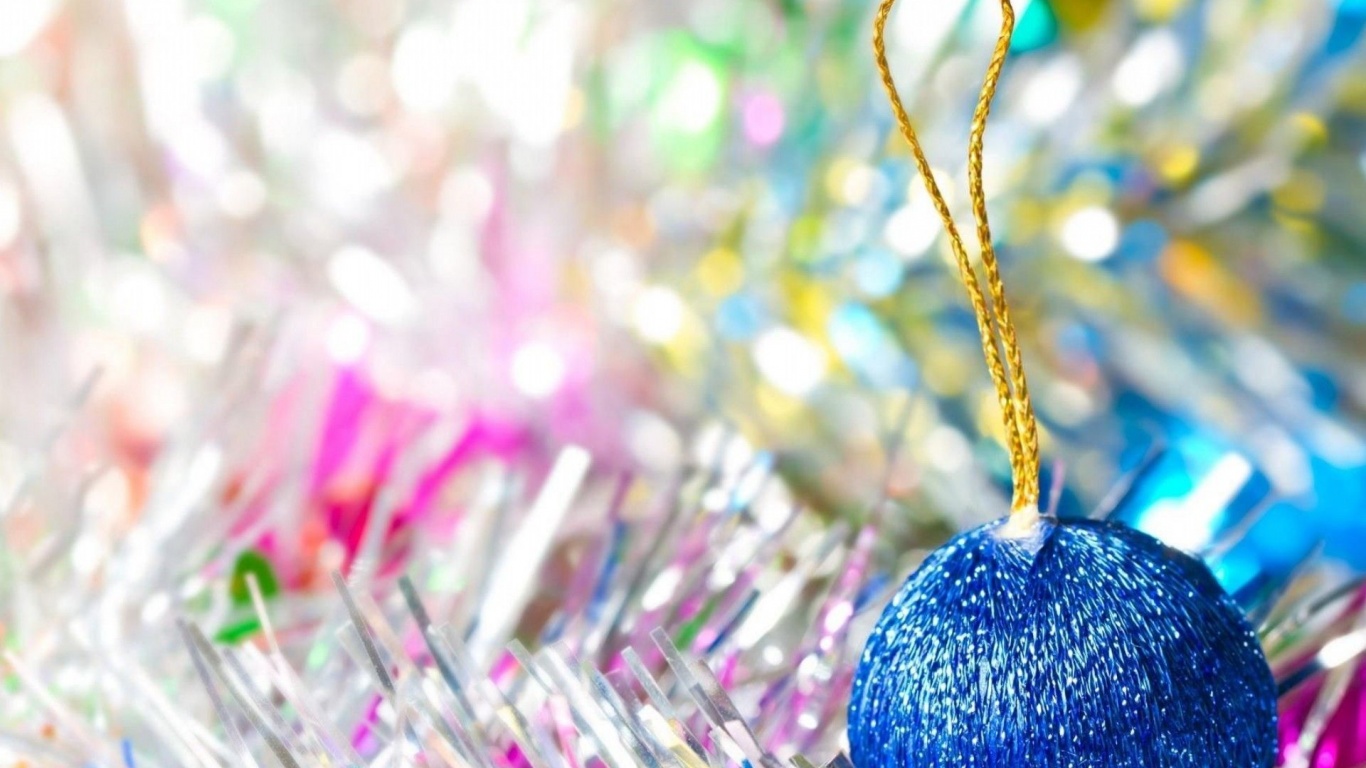 Festive New Year Decorations Tinsel Close Up