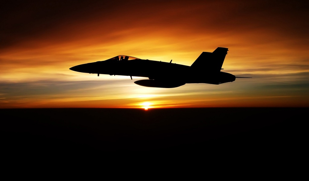 Fighter Flying In Dusk Sky