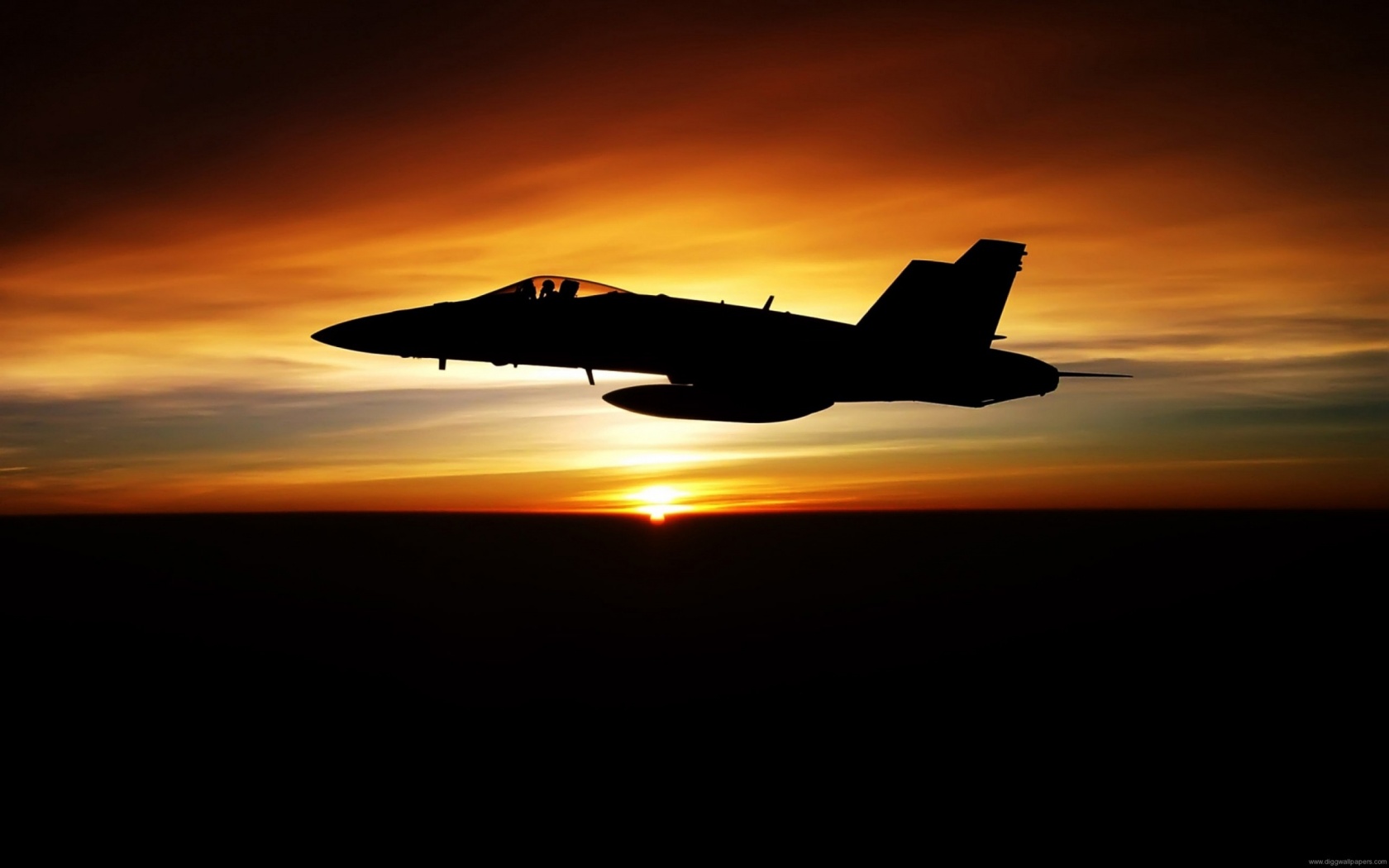 Fighter Flying In Dusk Sky