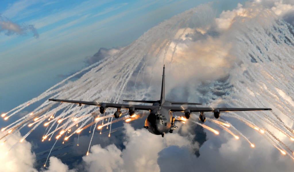 Fighter In The Hail Of Bullets In Flight