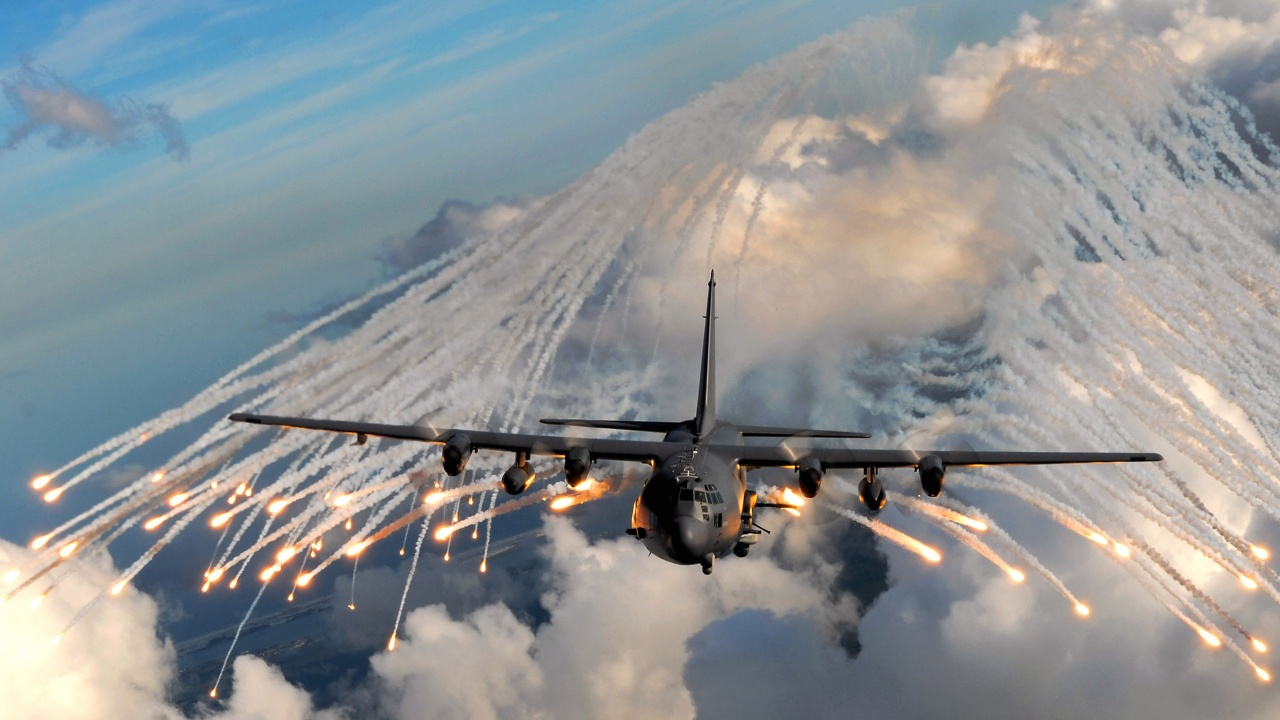 Fighter In The Hail Of Bullets In Flight