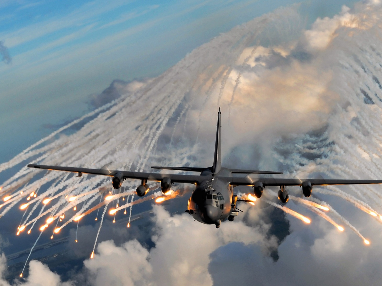 Fighter In The Hail Of Bullets In Flight