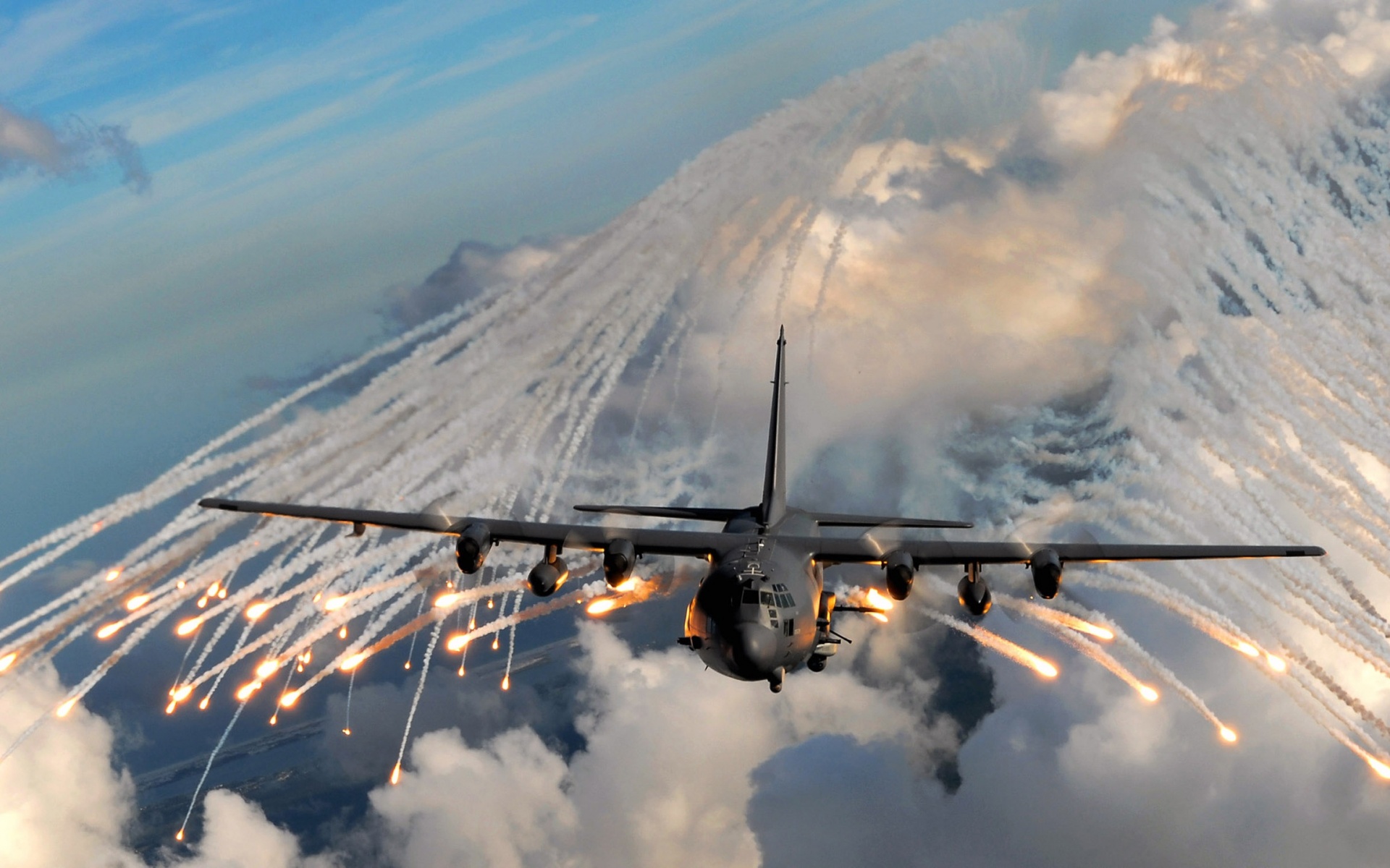 Fighter In The Hail Of Bullets In Flight