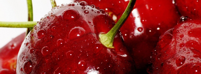 Food Cherries Water Drops Macro Berries