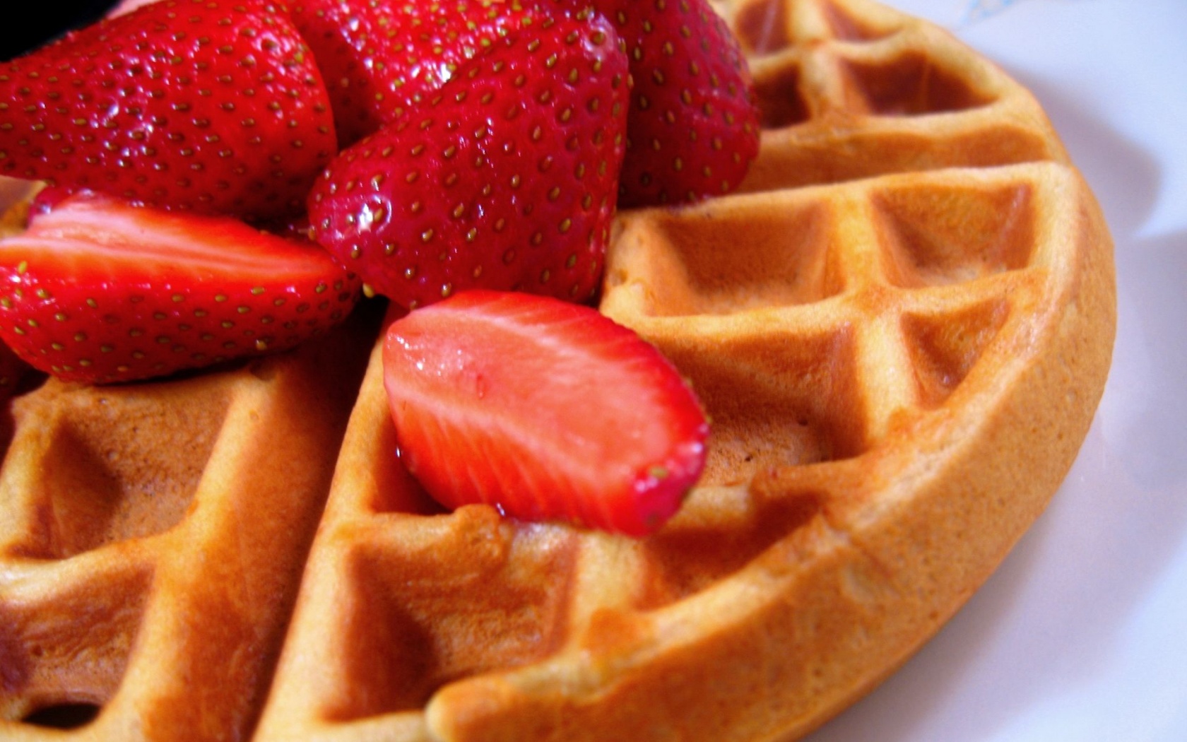 Food Waffles Strawberries