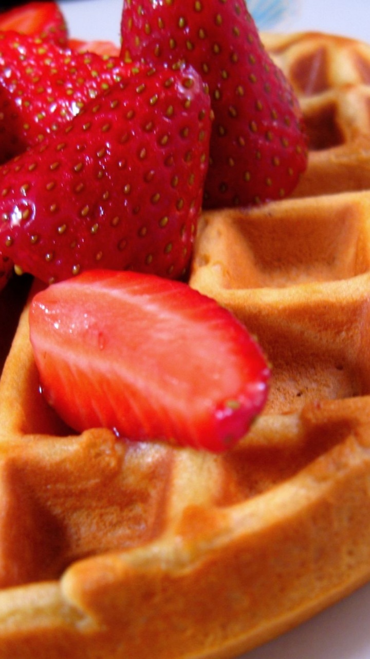 Food Waffles Strawberries