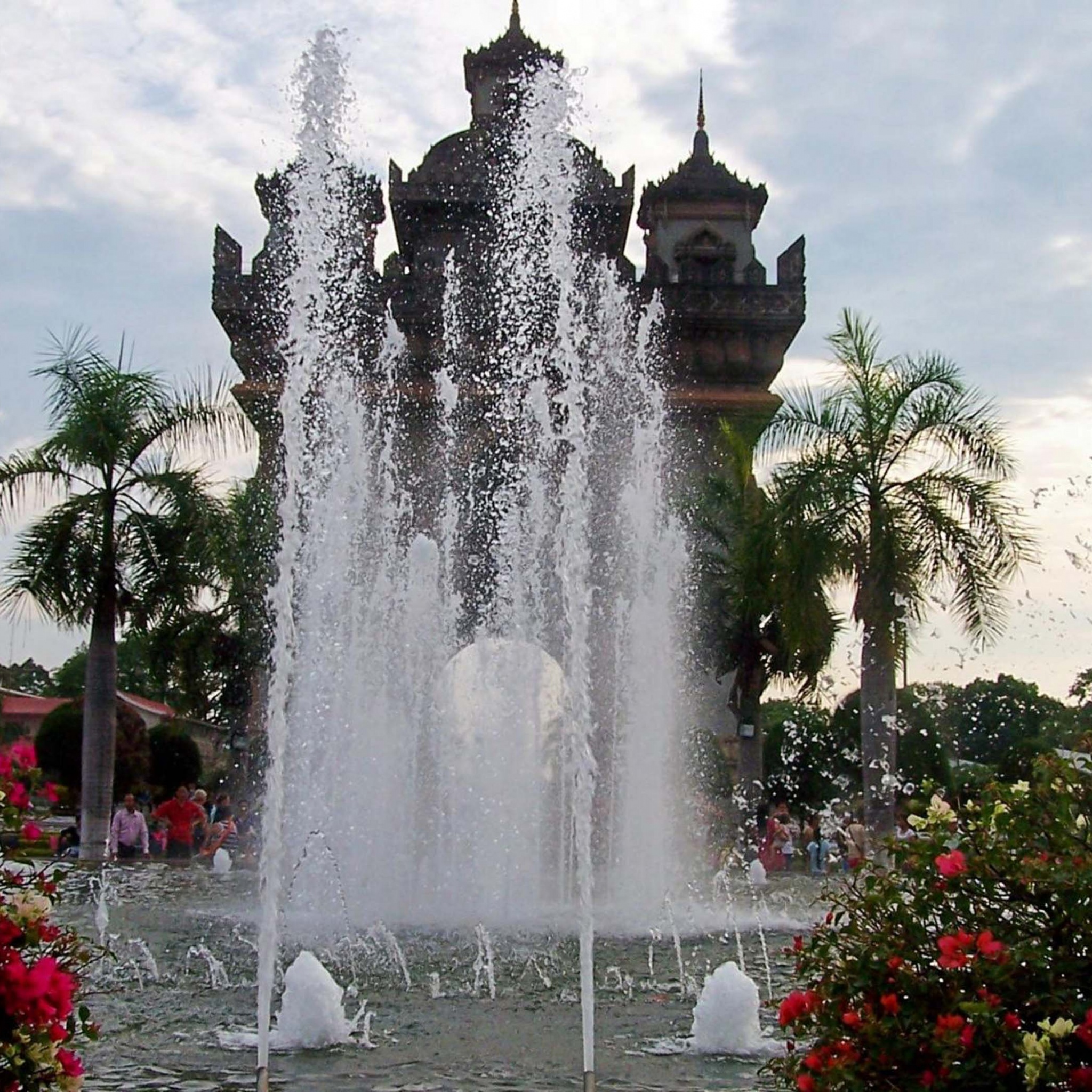 Fountain In Front Of The Victory Gate Vientiane Prefecture Laos