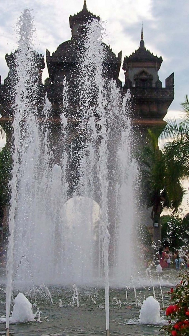 Fountain In Front Of The Victory Gate Vientiane Prefecture Laos