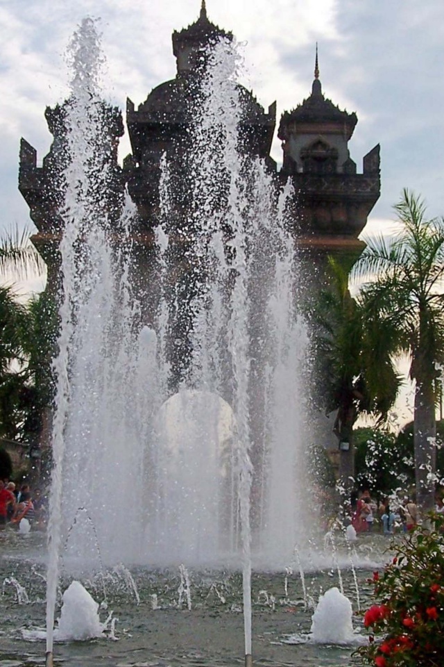 Fountain In Front Of The Victory Gate Vientiane Prefecture Laos