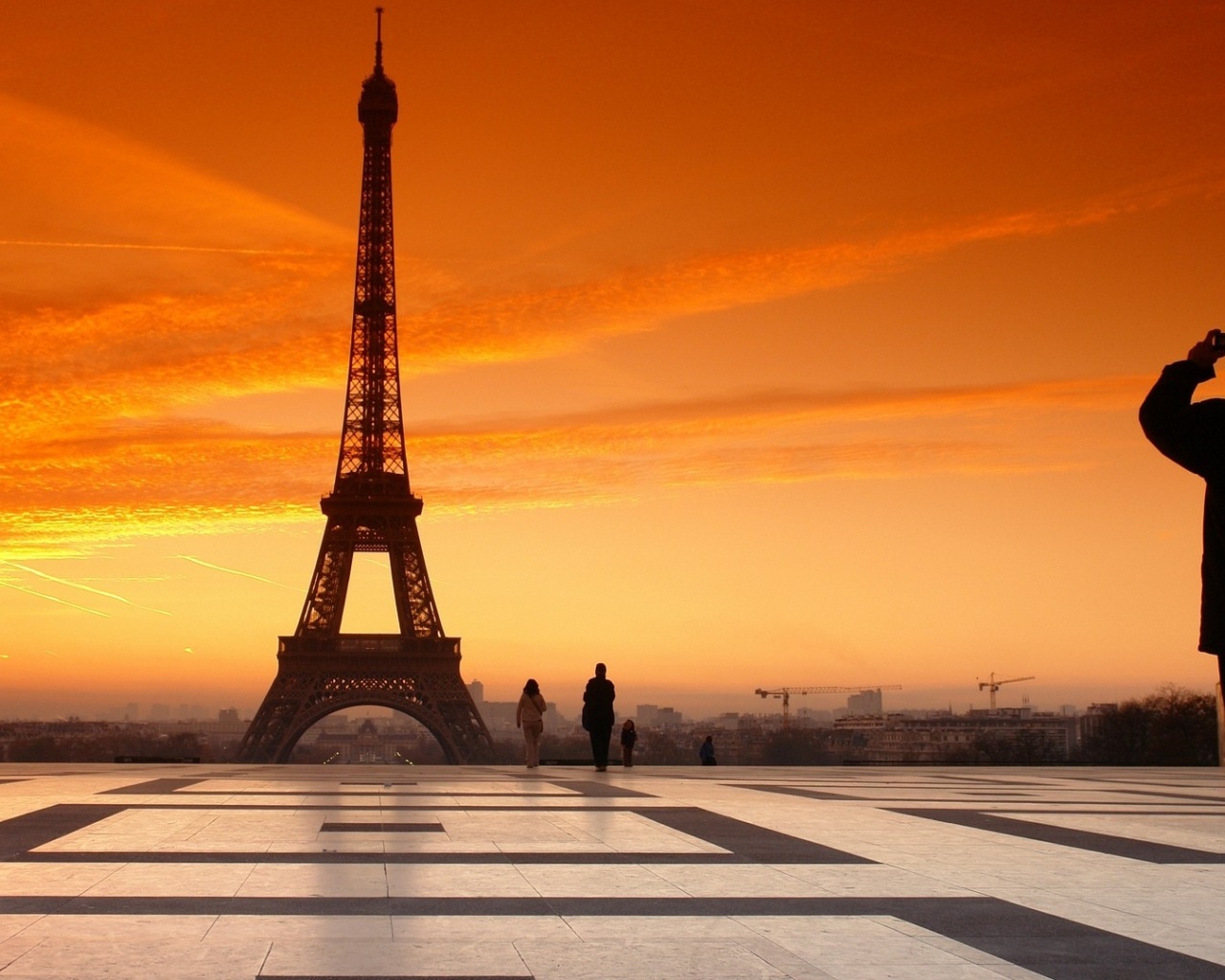 France Paris Evening Sunset People Sky Square Eiffel Tower City Landscape