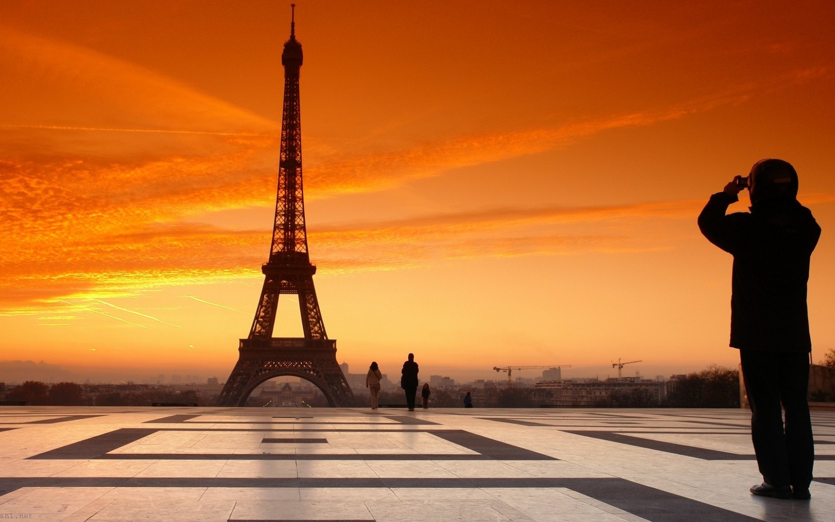 France Paris Evening Sunset People Sky Square Eiffel Tower City Landscape