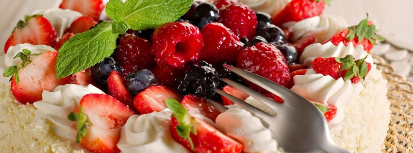 Fruit Food Cake Raspberry Strawberry And Fork