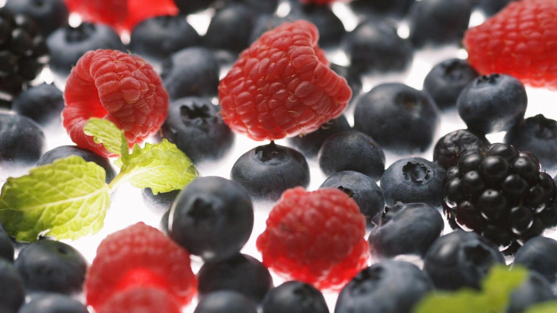 Fruits Food Raspberries Blueberries