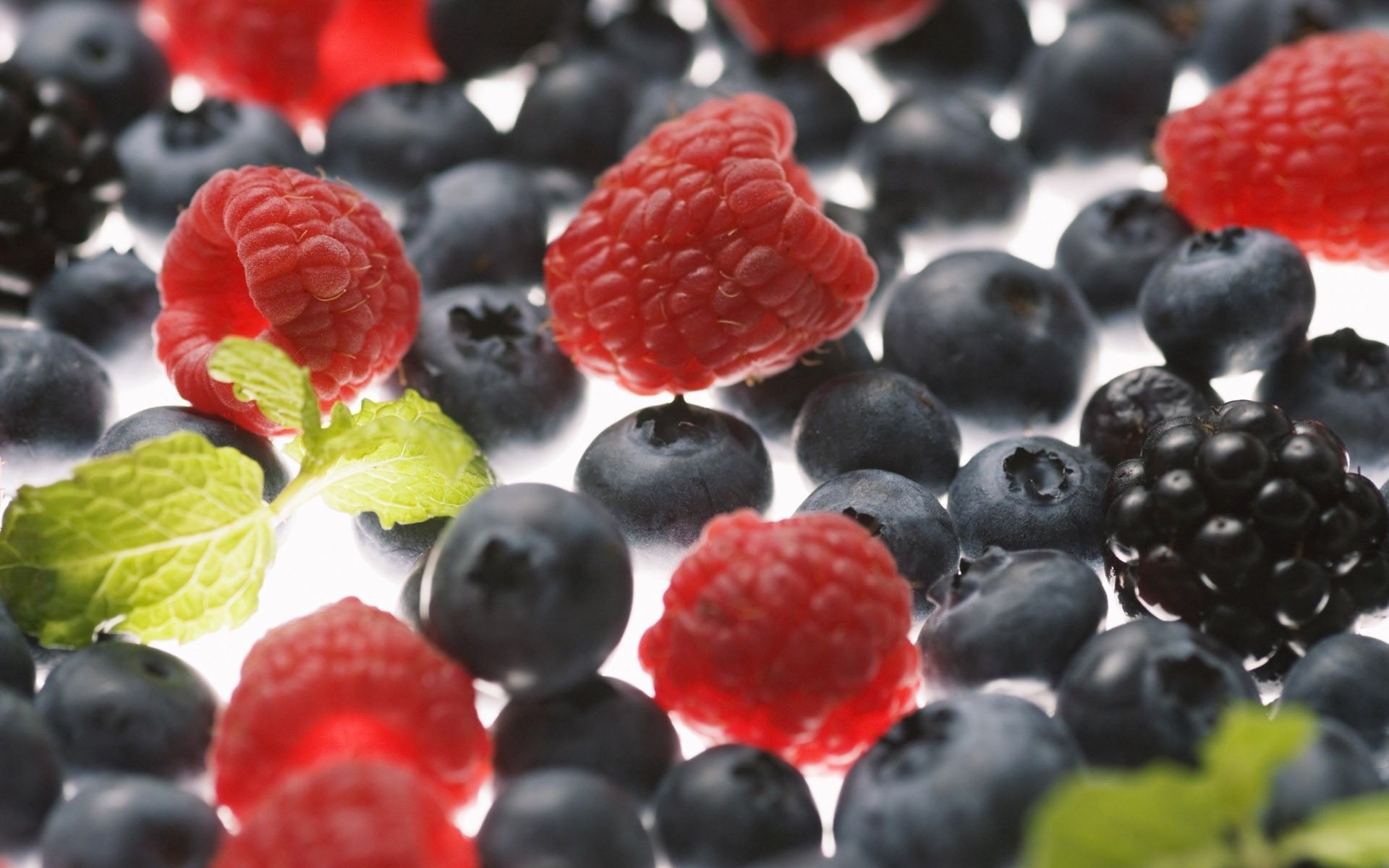 Fruits Food Raspberries Blueberries