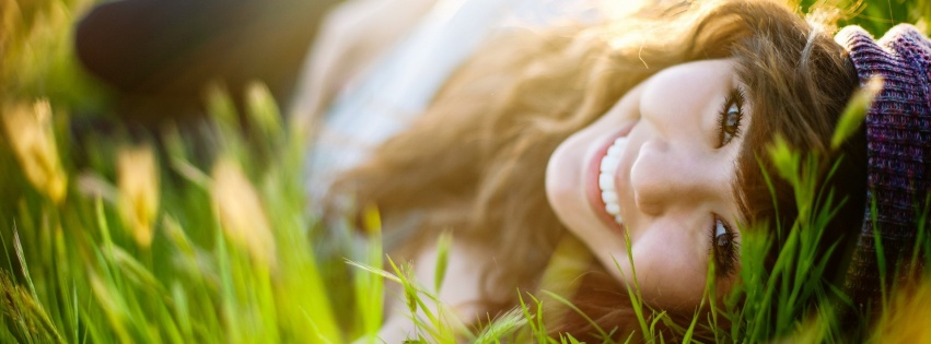 Girl Brunette Model Lying Grass Face