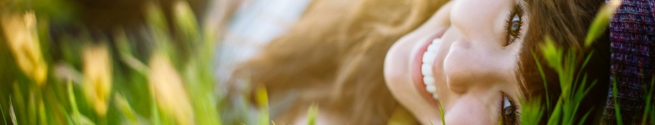 Girl Brunette Model Lying Grass Face