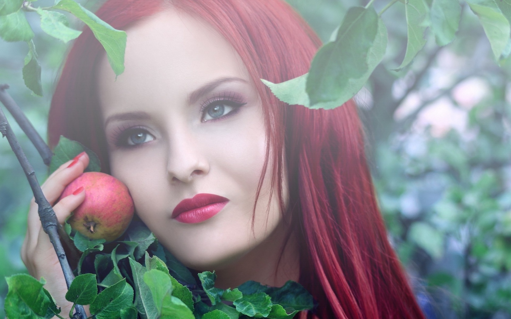 Girl Eyes Face Makeup Apple Twig