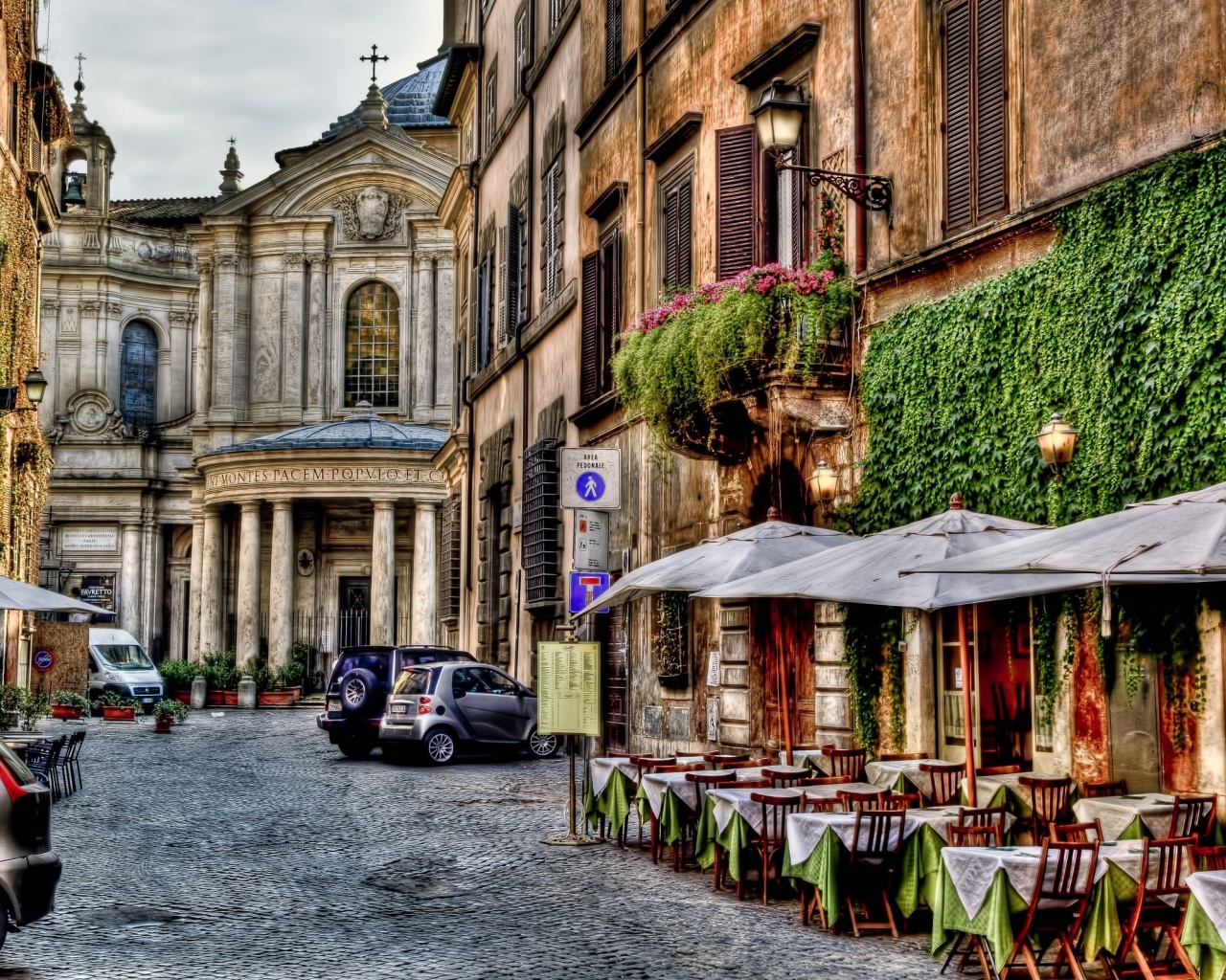 Good Morningrome Alley Architecture Beautiful Buildings Cafe City Colorful Flowers Houses Italy Morning Nature Old Peaceful Roma Sky Street