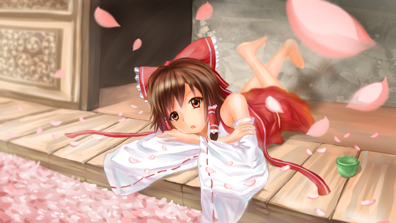 Hakurei Reimu Girl Sakura Bow Anime