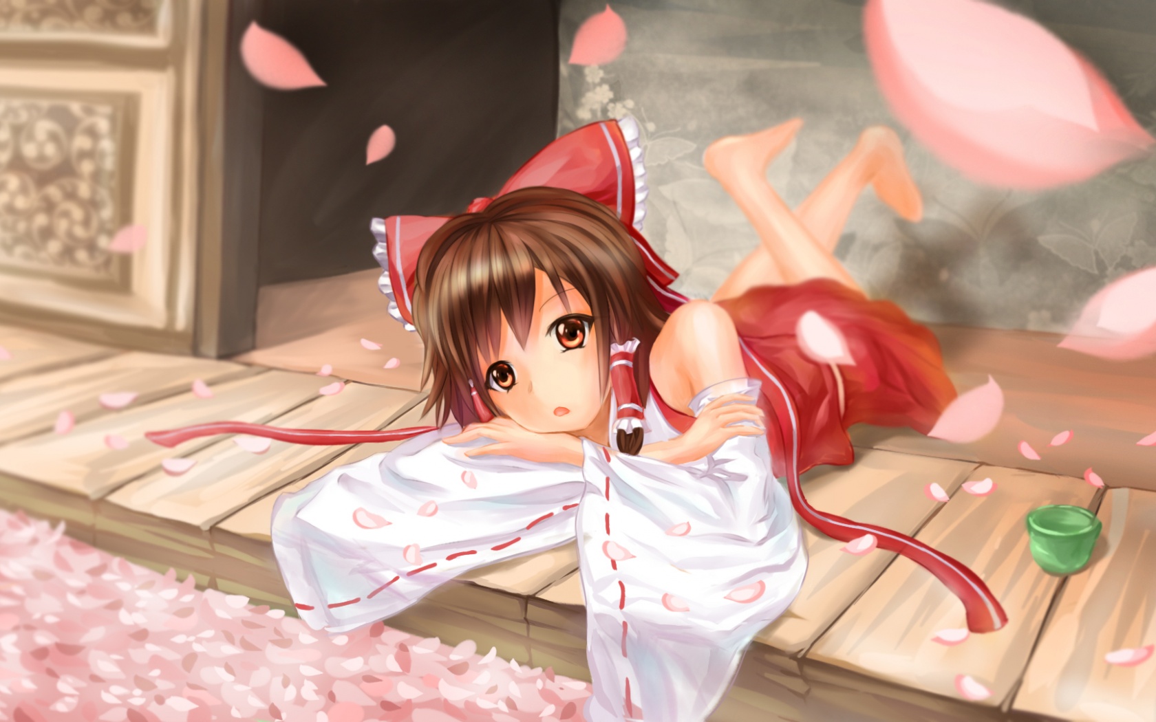 Hakurei Reimu Girl Sakura Bow Anime