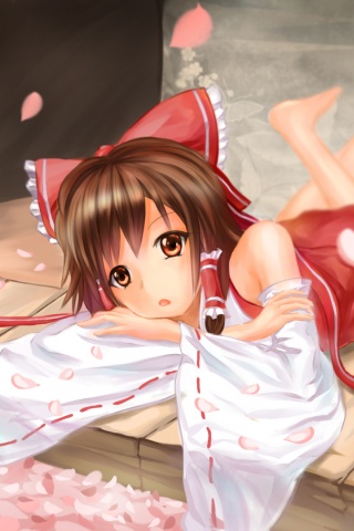 Hakurei Reimu Girl Sakura Bow Anime