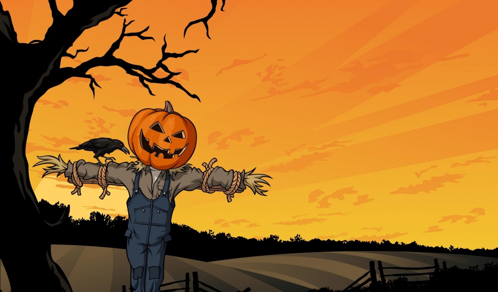 Halloween Scarecrow In The Field