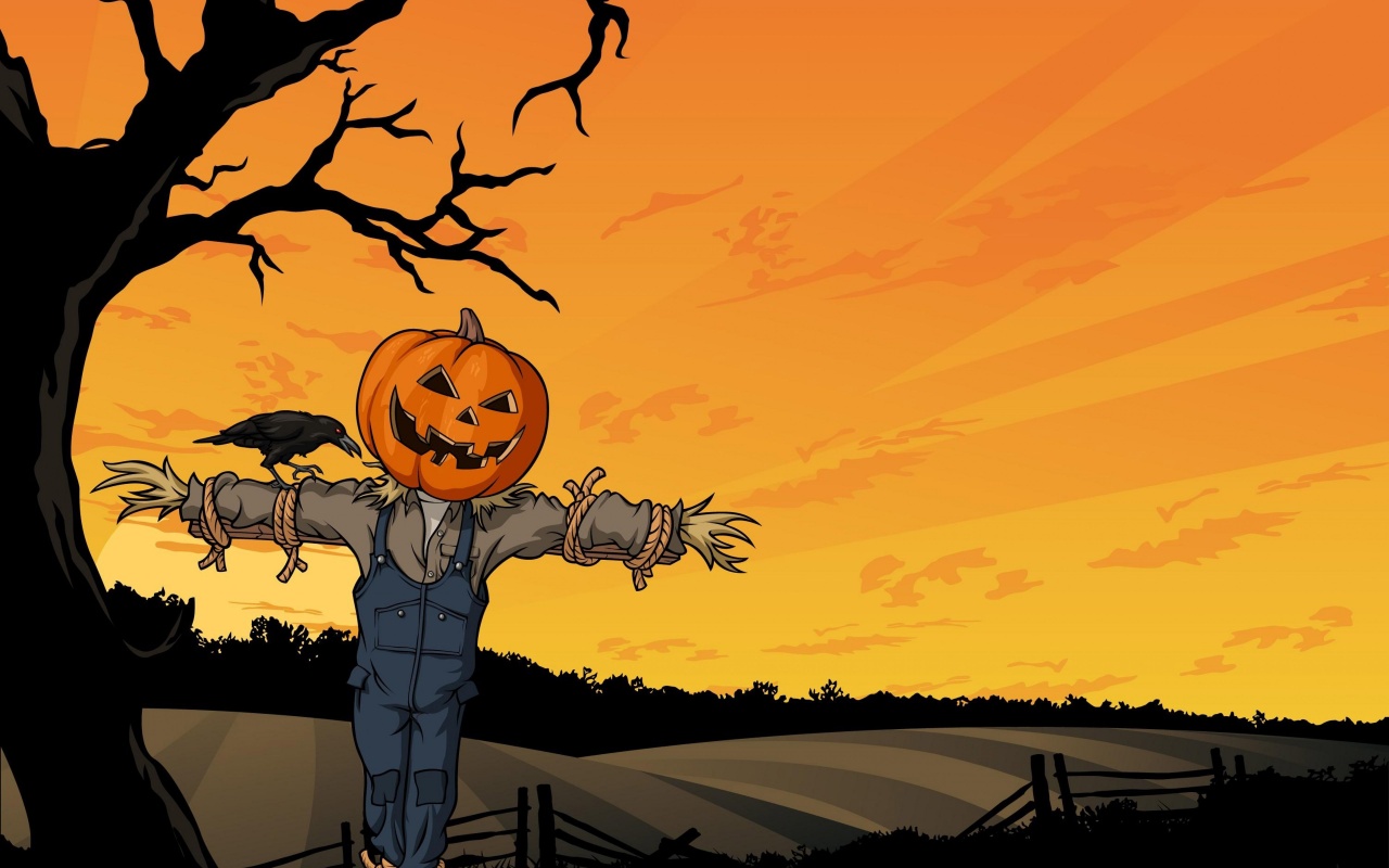 Halloween Scarecrow In The Field